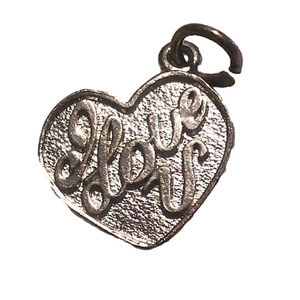 VTG Sterling Silver I Love You Heart Miniature Charm Bracelet Charm 15mm